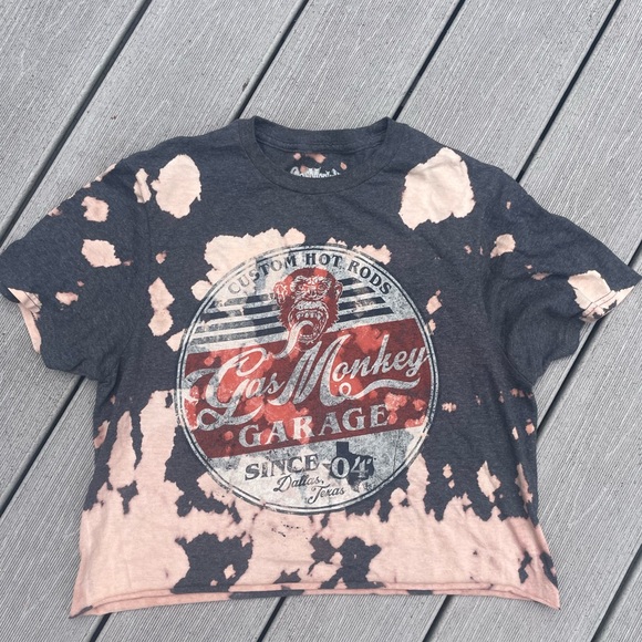 Gas Monkey Tops - Gas Monkey Garage Band Women's Tie Dye Cropped Crop T-shirt Tee S